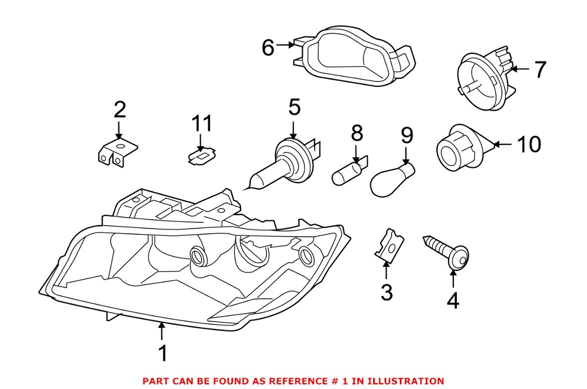 BMW Headlight Assembly - Driver Side (Halogen) 63116942725